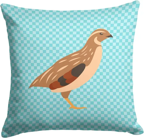 Vista 514 de Caroline's Treasures BB8163PW1414 Beltsville - Almohada decorativa de tela a cuadros pequeños, color blanco, pavo y gallina azul, lavable a máquina