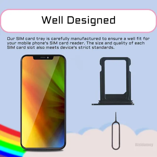Vista 6 de Para iPhone 13 Negro Tarjeta SIM Ranura Reemplazo Solo SIM Versión Tarjeta Bandeja Adaptador con Anillo de Goma Impermeable Herramienta