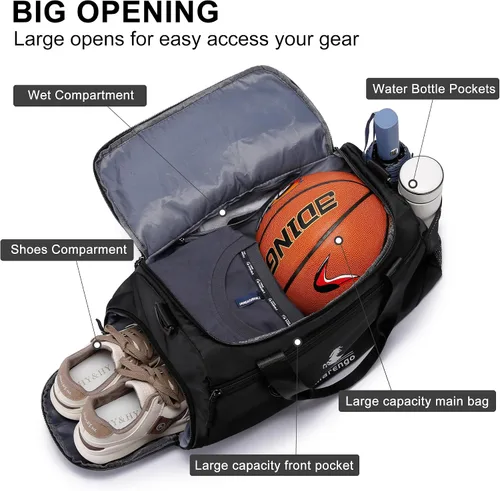 Vista 3 de Bolsa de gimnasio, Negro -, Bolsa de gimnasio Bolsa de lona