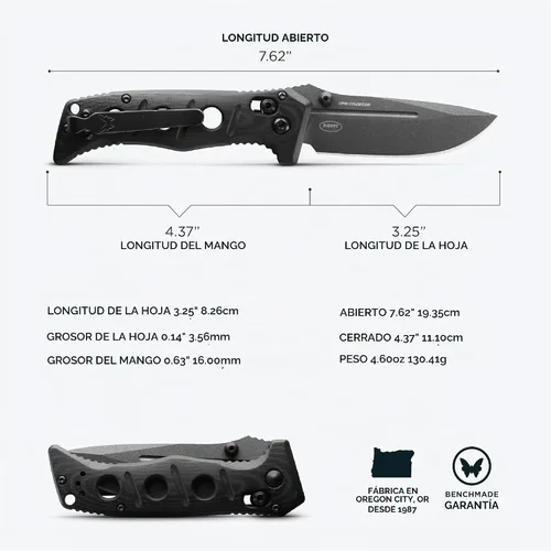 Vista 5 de Benchmade Mini Cuchillo táctico Adamas, hoja de acero CPM-CruWear (273GY-1)