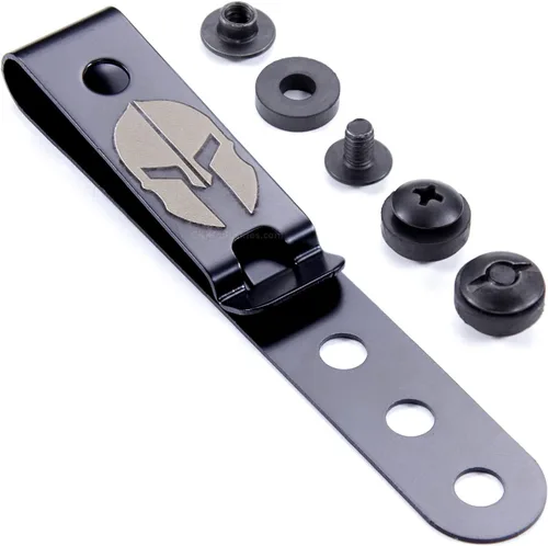 Vista 23 de HolsterSmith - Clip universal de metal para cinturón para hacer fundas, modelo 5, (3 agujeros), color negro táctico