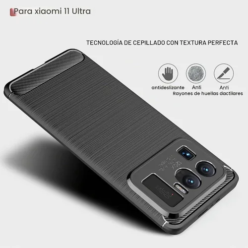 Vista 4 de Funda compatible con Xiaomi Mi 11 Ultra, cubierta de diseño de textura de fibra de carbono, funda de absorción de impactos diseñada para Xiaomi Mi