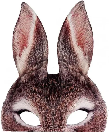 Vista 5 de Máscara de conejo de Pascua, máscara de ojo de conejo de simulación con orejas largas, máscara de media cara, disfraz para carnaval, cumpleaños