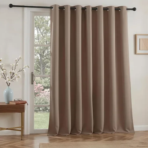 Vista 23 de RYB HOME Cortinas portátiles para puerta con privacidad, cortinas opacas y aislantes térmicas para dormitorio, armario, sala de estar, comedor, Beige