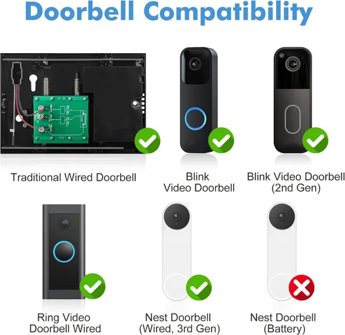 Vista 3 de SINGCALL Extensor de timbre inalámbrico para convertir con cable a inalámbrico para timbre con cable existente, receptor LED portátil, 32 campanas