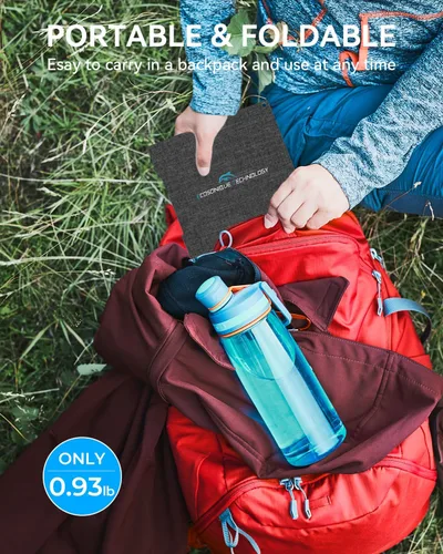 Vista 4 de Ecosonique Paneles Cargadores Solares Pequeños de 15W con USB C USB A Carga Rápida Paneles de Energía de Emergencia Plegables para Acampar