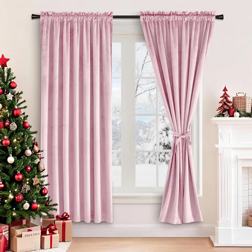 Vista 12 de JIUZHEN Cortinas de terciopelo beige de 63 pulgadas de ancho x 63 pulgadas de largo, cortinas de terciopelo retro suaves con bolsillo para barra