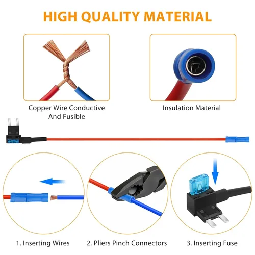 Vista 4 de 16 adaptadores de grifo de fusible para agregar un circuito, adaptador de fusible de 12 V, mini micro2 estándar y grifos de fusible de perfil bajo