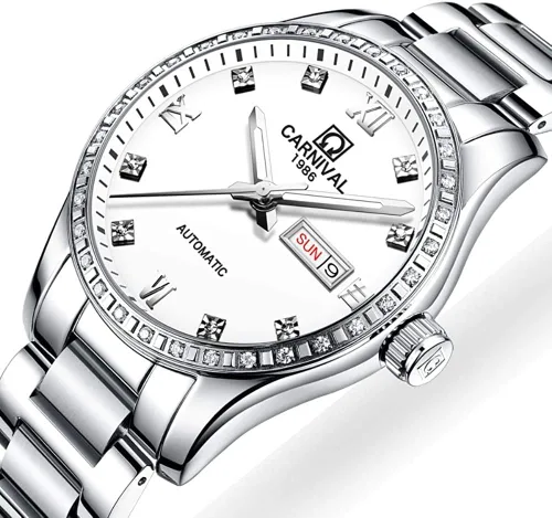 Vista 2 de MASTOP Reloj mecánico automático para hombre y mujer, de moda, elegante, para ella o para ella, juego de 2