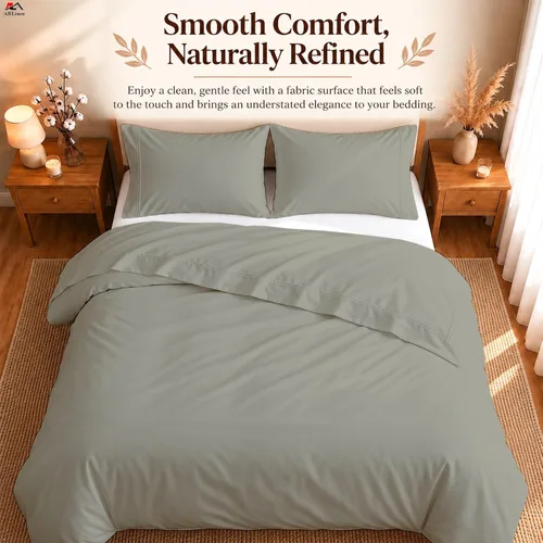 Vista 44 de ARlinen Juego de funda de edredón de tamaño individual, 100% algodón egipcio, juego de ropa de cama de 3 piezas con cierre de cremallera, incluye 1