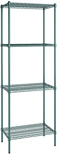 Vista 139 de Kit de 4 estantes de epoxi verde NSF de 21 x 72 pulgadas con postes de 86 pulgadas, estantería de almacenamiento resistente, kit de estantería