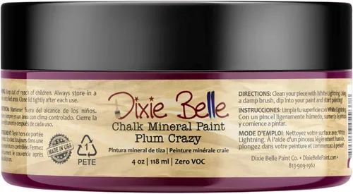 Vista 397 de Pintura para muebles con acabado de tiza Dixie Belle Paint Company - Amatista (4oz) - Pintura mineral de tiza chic púrpura profundo mate