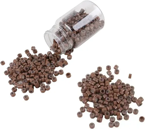 Vista 6 de 500 anillos de silicona con microeslabones de 0.197 in para extensiones de cabello, herramientas de microenlaces de aluminio para extensiones