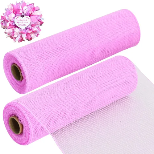 Vista 20 de TONIFUL 2 rollos de cinta de malla decorativa negra de 10 pulgadas, malla de tela para suministros de corona de malla, corona de puerta delantera