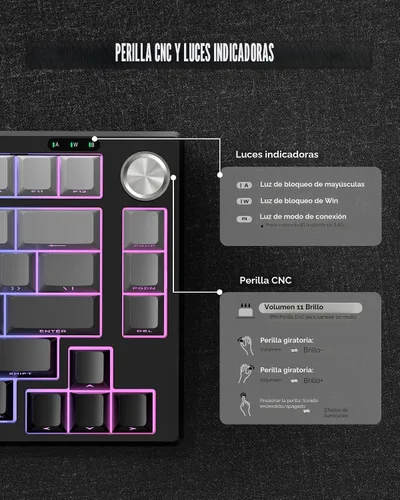 Vista 4 de RedThunder K75 Combo de teclado y mouse inalámbricos, teclado de membrana grabado lateral del 75%, mouse óptico para juegos con 4800 DPI, 3 modos
