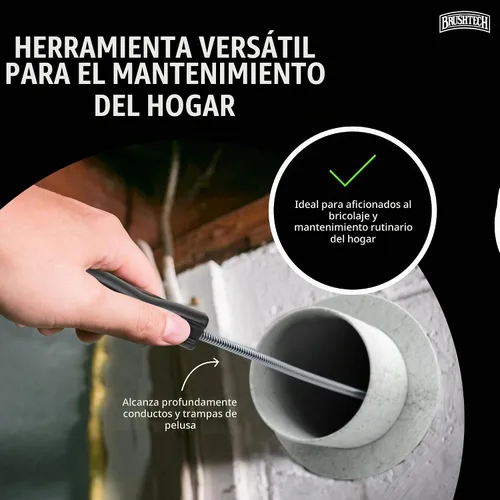 Vista 5 de Brushtech B68C cepillo para limpiar y secar conductos de ventilación, 10 pies de longitud