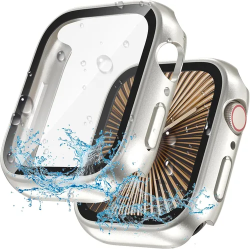 Vista 30 de YIJDACASE - Juego de 2 estuches impermeables para protector de pantalla de Apple Watch Series 10 Series 11 (2025) 46mm con vidrio templado