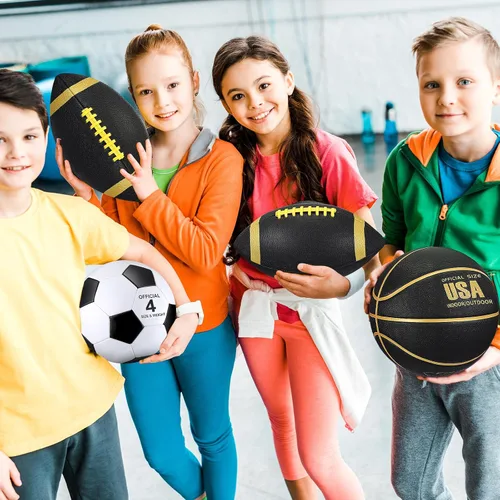 Vista 6 de Libima Juego de 3 pelotas deportivas para niños y adolescentes, incluye tamaño oficial, baloncesto, fútbol, fútbol con bomba y bolsa de transporte