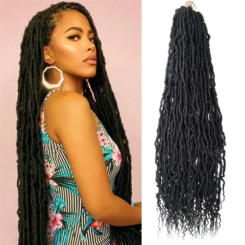 Vista 54 de BOHOBABE Rastas Sintéticas de Ganchillo de 10 Pulgadas, Rastas de Ganchillo Suaves Boho con Puntas Rizadas, Rastas Cortas de Diosa Bohemia de 1#