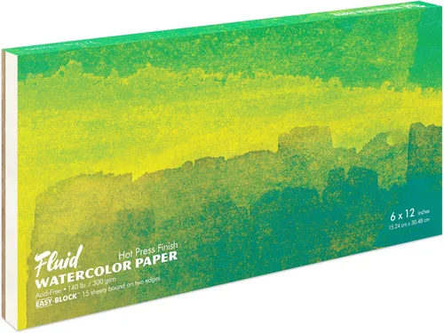 Vista 12 de Fluid Artist Bloque de acuarela, 140 libras (300 GSM) bloc de papel de prensa en caliente para pintura de acuarela y medios húmedos