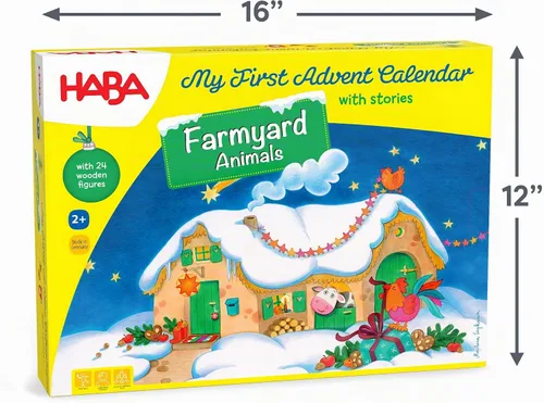 Vista 2 de HABA Mi Primer Calendario de Adviento Temático de Granja con Animales de Madera, Actividades Navideñas para Niños Pequeños, Un Calendario
