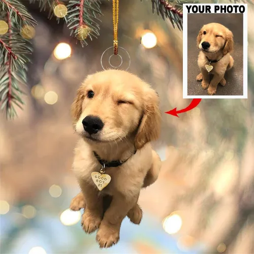 Vista 5 de Adorno de mica con foto personalizada para Navidad, regalo de cumpleaños para mamá mascota, papá de mascota, mamá perro, papá perro, mamá gato, papá