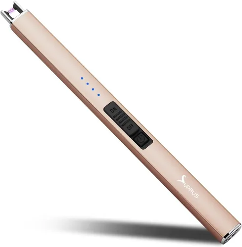 Vista 17 de SUPRUS Encendedor eléctrico de arco resistente al viento, sin llama, recargable por USB, con bloqueo de seguridad para velas, barbacoa, camping