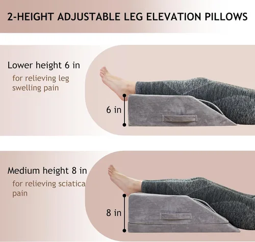 Vista 2 de Almohada de cuña para dormir, almohada de cuña para cama después de la cirugía, almohada de espuma viscoelástica de 2 alturas para elevación