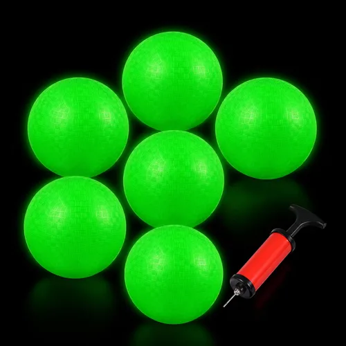 Vista 9 de Hiboom Pelotas de juguete que brillan en la oscuridad de 8.5 pulgadas para patio de recreo, bolas rebotantes con bomba para niños y adultos, parque