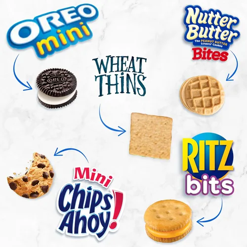 Vista 3 de Galletas OREO Mini, Mini CHIPS AHOY! Galletas, RITZ Bits Galletas de queso, bocadillos Nutter Butter y galletas Wheat Thins, paquete surtido Nabisco