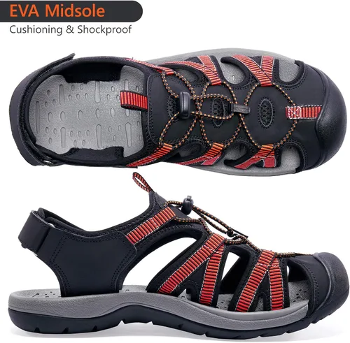 Vista 5 de CAMELSPORTS Sandalias de senderismo para hombre, puntera cerrada, sandalias de playa al aire libre, impermeables, deportivas para pescador, zapatos