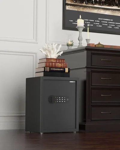Vista 7 de Caja fuerte pequeña para el hogar, caja fuerte digital de lujo con teclado electrónico de 1.7 pies cúbicos, caja fuerte de seguridad para oficina
