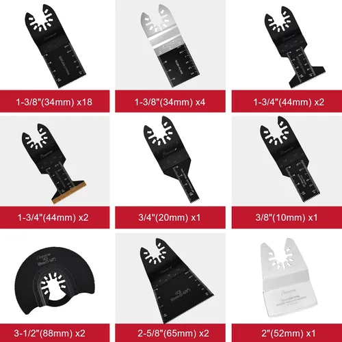 Vista 5 de MAZING 36 hojas de sierra oscilantes, cuchillas multiherramienta, cuchillas multiherramienta de liberación rápida para madera, metal y plástico