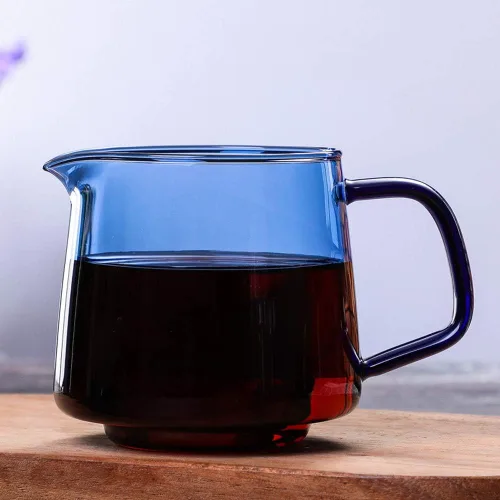 Vista 2 de Tazas de vidrio para servir café con mango de boquilla, crema de leche, mezcla de cereales, avena apta para microondas, accesorios de cocina, tazas
