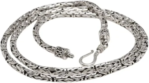 Vista 2 de BluSilver - Collar de cadena de plata de ley 925 de Bizantina hecho a mano en Bali 0.118in