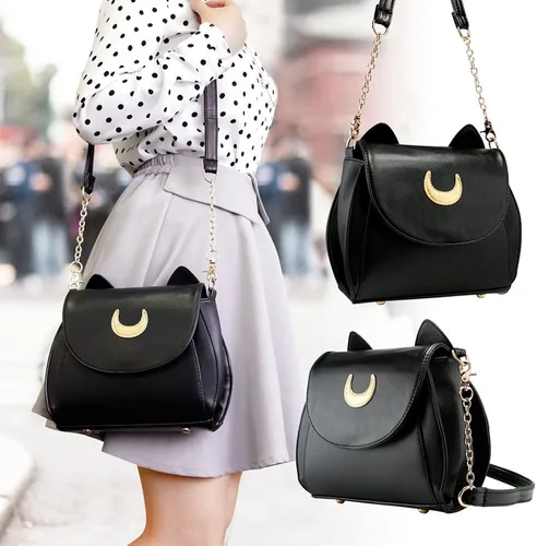 Vista 9 de Oct17 Moon Luna Design Monedero Kitty Cat Satchel bolso de hombro diseñador mujeres bolso Tote PU cuero Sailer