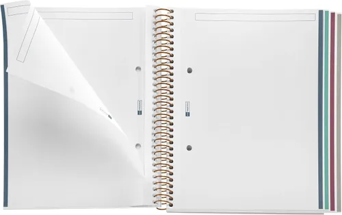 Vista 3 de Miquelrius M Fashion - Cuaderno de espiral de 4 temas, rayado A5-8.25 x 5.87 pulgadas, 120 hojas de papel pesado blanco, sujetos separados por