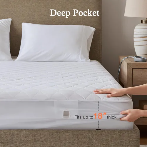 Vista 8 de Beautyrest - Funda calefactable para colchón de mezcla de algodón con tecnología de confort seguro - Funda eléctrica acolchada de lujo con bolsillo