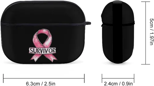 Vista 2 de Breast Cancer Survivor Hard Case Compatible with AirPods Pro 2nd / 1st Generation Cover with Keychain
