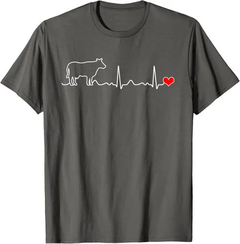 Vista 85 de Camiseta de paciente con corazón I Love My Cow Valve EKG Heartbeat Heart Pacient, Negro, S