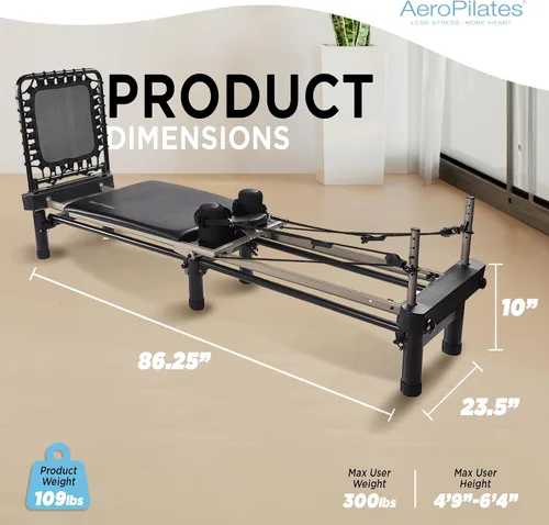 Vista 3 de AeroPilates Pilates Reformer Machine, Gym Equipment for Resistance Workout, Strength & Fitness Training - Foldable & Compact