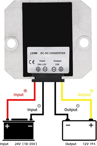 Vista 3 de DC 24V a 12V 10A 120W Convertidor de voltaje Buck Transformador de potencia impermeable, reductor de voltaje reductor, regulador módulo de fuente