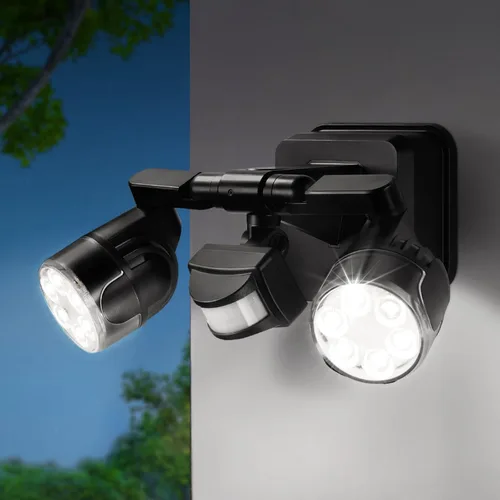 Vista 14 de OREiN Luz de seguridad con sensor de movimiento para exteriores, luz LED reflectora de doble cabeza ajustable, 3 modos