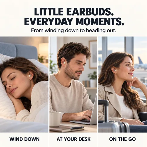 Vista 8 de Auriculares invisibles para dormir de lado, mini auriculares pequeños Skin tone