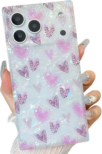 Vista 17 de Funda compatible con iPhone 14 Pro con borde rectangular, bonita funda protectora de lujo con pintura al óleo y flores para mujeres y niñas, funda