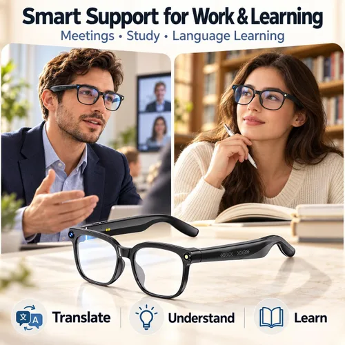 Vista 8 de GenXenon Gafas inteligentes AI con cámara, video 4K y traducción en tiempo Gafas de cámara negra