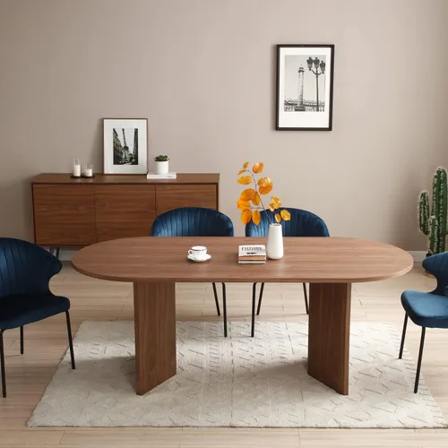 Vista 6 de JUSTONE Mesa de comedor grande para mesa de comedor de 4, 6, 8 asientos, rectangular, mesa larga de cocina moderna, mesa de conferencia de comedor
