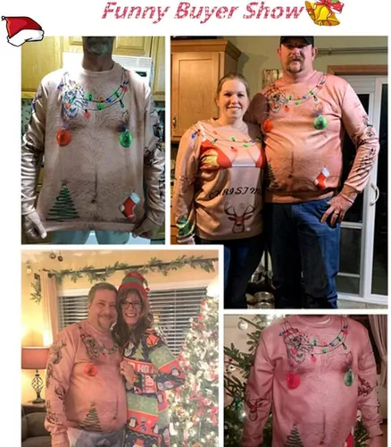 Vista 5 de AIDEAONE - Sudaderas unisex con estampado feo de navidad 3D, manga larga