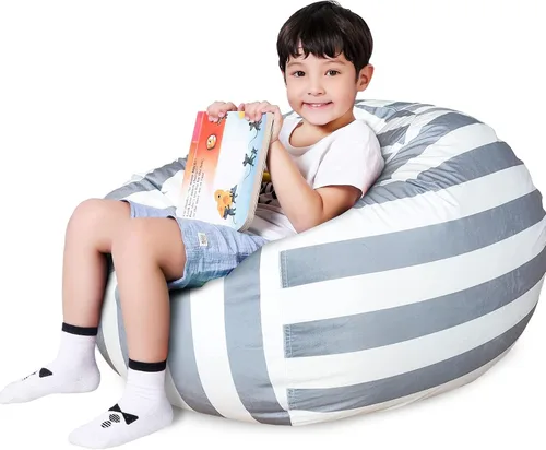 Vista 28 de Lukeight - Puf de almacenamiento de animales de peluche para niños, funda para puf de dinosaurio con cremallera para organizar la habitación