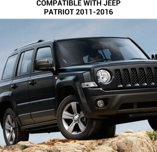 Vista 5 de 7 piezas de insertos de parrilla delantera con cubierta de rejilla para Jeep Patriot 2011-2016 (negro)